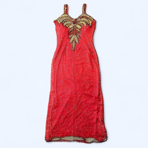 Red & Gold Beaded Prom Dress! - Picture 4 of 5